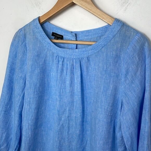 Talbots LINEN BUTTON-BACK BLOUSE - CROSS DYED size Small - Picture 11 of 13
